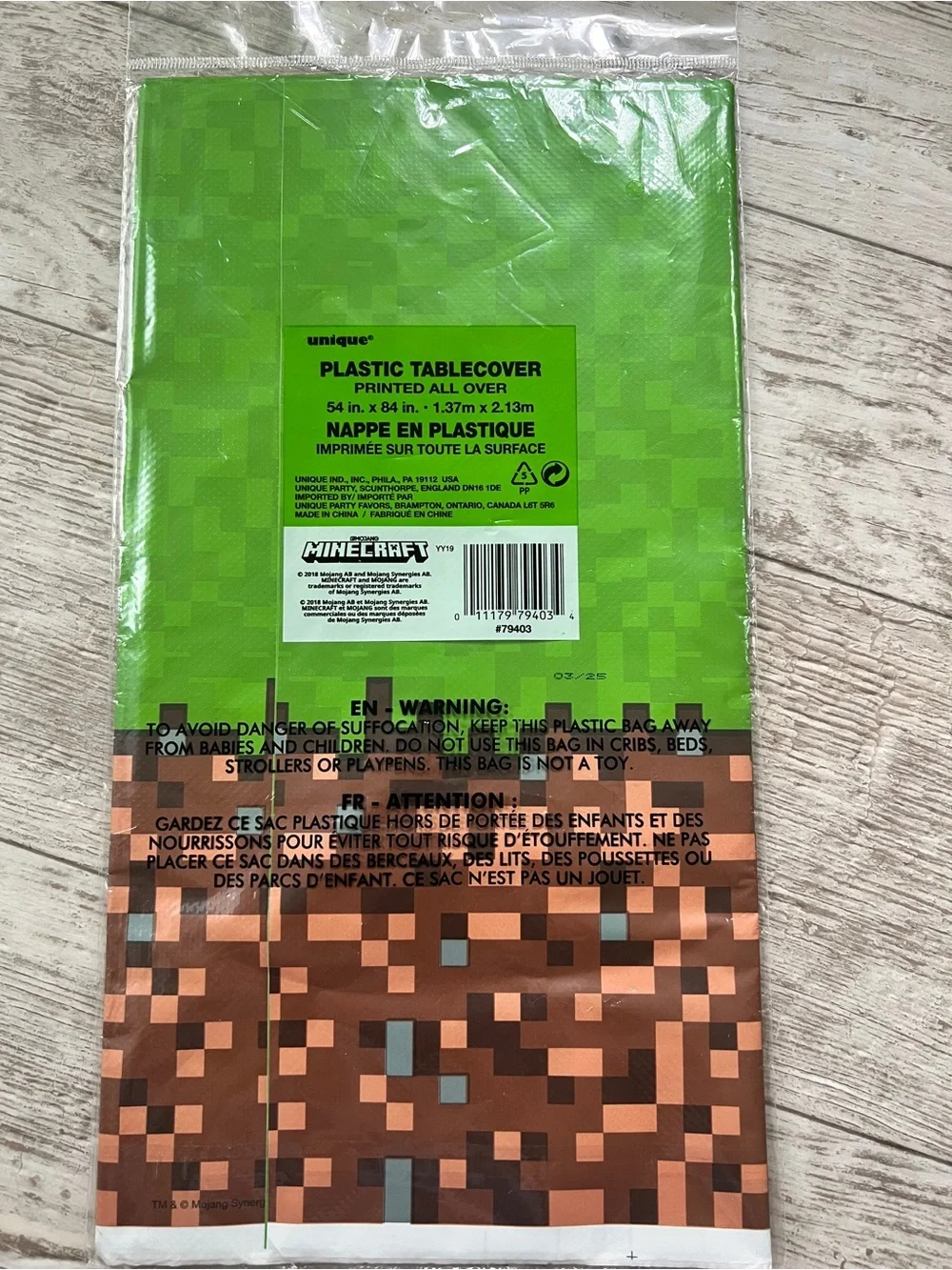 Minecraft Disposable Birthday Party Tablecloth Table-cover lot of 2